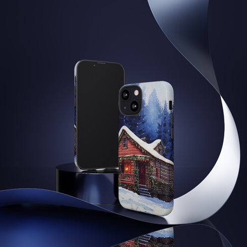Cozy Christmas Cabin in the Snow - Impact Resistant Phone Case